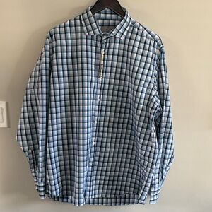 Canali Blue and White Checkered Shirt